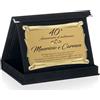 Printerland Targa Anniversario Matrimonio Personalizzata con Astuccio in Velluto Blu, Rosso o Nero - Targhe Personalizzate Regalo Nozze Sposi Sposa (NERO, 40° Anniversario)
