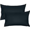 Lirex 2 Federe 50 x 80 cm, 100% Cotone Raso, Traspirante, Rinfrescante, Morbido per un Sonno di Qualità,Certificate Oeko-Tex, Federe con Chiusura A Busta, Nero