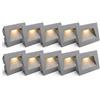 Partenopea Kit 10 Faretto segnapassi da esterno lampada da muro IP65 LED luce cct bianca calda naturale fredda 5w 300 Lumen ad incasso per scatola cassetta 503 scale giardino viale gradini (Grigio, kit 10)