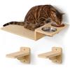 FUKUMARU Mensole per Gatti a Parete 3 in 1, Set con Stazione Alimentare e 2 Gradini, Mensola in Legno Massello, Spazio Risparmiato, Sicuro e Resistente, Adatto per Gioco e Riposo.