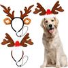 QKURT 2 Pezzi Fascia Natalizia per Animali Domestici, Animali Domestici Corna di Renne con Cappello di Natale, Cerchietto per Cani Natale Feste Cospla Decorazioni, Grande
