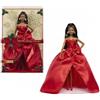 Barbie Signature Magia delle Feste 2026 | con capelli neri e abito rosso decorato da fiocco, bambola da collezione in confezione da esposizione e piedistallo, JJX71