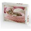 CALVENDO Puzzle, gattino nel cesto di lana rosa, dolce motivo per dormire pieno di | Un piccolo gattino dorme arrotolato in un morbido puzzle, rosa... · 1000 pezzi · Dimensioni sdraiato 64 × 48 cm · Puzzle