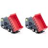 Siku 1685, Camion con Cassone Ribaltabile e Rimorchio Ribaltabile, 1:87, Metallo/Plastica, Grigio/Rosso, Cassoni Ribaltabili con Sportelli Apribili (Confezione da 2)