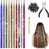 kelav Set di extension colorate per capelli, 60 ciocche di capelli sintetici da intrecciare, ciocche di capelli da agganciare con 100 perline ponytail trecce, extension di capelli veri