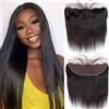 feibin Tessitura brasiliana 13 x 4 pizzo frontale chiusura Capelli Veri 18 Pollici | Lisci capelli umani non trattati brasiliani realizzata a macchina doppia treccia colore nero naturale traspirante leggera