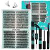 AMZGIRL LASH Kit ciuffo ciglia 280pcs fai da te individuale ciuffo ciglia kit di estensione 30D 40D D Curl con nastro ciglia e sigillante, rimozione colla ciglia, pinzette ciglia (9-18 mm, D-MIX Kit)