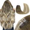 GOO GOO Extension Microring Capelli Veri Cheratina Umani,Sfumatura di Castano Noce in Castano Cenere e Biondo Bianco 50cm 50g 50ciocche 100% Remy Human Hair Estensioni Con Microperle Cold Fusion