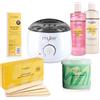 Mylee Kit Completo per Ceretta, con Scaldacera, Strisce depilatorie | Spatole e Lozione Pre e Post Depilazione (Kit con Cera all'Albero del Tè)