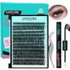 AMZGIRL LASH Kit di estensione delle ciglia 280PCS Cluster di ciglia 50D fai da te Kit di estensione delle ciglia Kit di ciglia naturali con legame e tenuta delle ciglia, pinzette per ciglia (D-Mix9-16mm Kit)