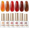 Born Pretty Smalto UV Jelly Arancione Rosso Marrone | Smalto gel UV per manicure e nail art fai da te, colore: rosso ambra scuro, per autunno e inverno