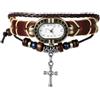 JewelryWe Orologio da donna, con cinturino in pelle PU con farfalla, al quarzo, stile classico, intrecciato, Vintage,colori da scegliere