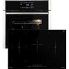 KKT KOLBE Set 60 cm forno e 77 cm piano a induzione SET8016IH77FZ, nero | Pulizia catalitica, 2 zone flessibili, 5 zone, Booster, Girarrosto, Funzione pizza, Grill, Aria calda, Guide telescopiche