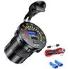 iMESTOU USB C Caricabatteria da Auto 12V Dual USB QC3.0 Caricabatteria da Auto Presa di Ricarica Rapida Doppia Presa di Corrente con Voltmetro e Interruttore per 12V/24V Moto, Marine, UTV...