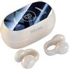 MAcnas Auricolari senza fili con clip per orecchie aperte, a conduzione d'aria, con display di alimentazione LED, auricolari sportivi Bluetooth 5.3 (giallo)