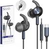 AIAUXAI Cuffie USB C In Ear Tappi Auricolari Antiscivolo Microfono e Controllo Volume Cuffie con Filo per Samsung Galaxy S26 Ultra S25 S24 A16 per iPhone 17 16 15 per Pixel 10 9 8 Sport Gaming Ufficio Nero