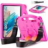DUZZONA Custodia Bambini per Samsung Galaxy Tab A8 10,5 Pollici 2022/2021, Magenta | SM-X200/SM-X205/SM-X207, leggera Antiurto per Bambini, con Cavalletto e Spallacci