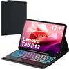 VANKEYPAD Cover per tastiera per Lenovo Tab P12 12.7 pollici Tablet 2023: tastiera retrattile a 3 zone 7 colori per Lenovo Tab P12 12.7 - Tastiere Azerty francese senza fili rimovibile con supporto per stilo