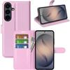 JIUNINE Cover a Libro in Pelle per Samsung Galaxy S26 FE, Rosa | Custodia Portafoglio Antiurto in Pelle Sintetica a Grana Litchi, Portacarte, Chiusura Magnetica, Supporto Regolabile