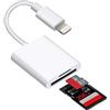 WORLDBOYU Lettore da Lightning a SD TF Card Camera Digital SD Card Reader for Select iPhone, iPad e iPod Models (Support iOS 14 and Before), Trail Game Camera Viewer, No App Required (WHITE)