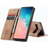 WenBaby CaseMe Cover per Samsung Galaxy S10 Plus, Magnetica Cover a Libro con Slot per Schede, Custodia in PU Pelle Portafoglio per Samsung Galaxy S10 Plus, Marrone