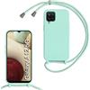 FERLAN Custodia per Samsung Galaxy A12 Cover con Cordino,Menta verde | Custodia con Laccio Collana Tracolla Regolabile Sottile Silicone Morbido TPU Bumper Antiurto AntiGraffio Protettiva Case
