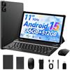 RUSHAR Android 15 Tablet 11 Pollici con Tastiera, 36GB RAM+512GB ROM(TF 1TB), 4G LTE+5G WiFi, IPS 2000 * 1200, 9580mAh/Octa-Core/13MP+8MP/BT 5.0/GPS, Tablet in offerta e Mouse, Nero