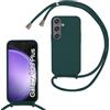 SLWYF Custodia per Samsung Galaxy S23 Plus Cover con Cordino, Silicone Antiurto TPU Morbido Corda Collana Necklace Regolabile Stylish con Catena Ultra Sottile Cover Case, Verde scuro