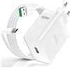 BAYNOS Caricatore 65w per Oppo con cavo ricarica rapida USB C Vooc 1 metro, caricabatterie SUPERVOOC charge per Find X5 X3/2 Neo/Reno12 11F 10Pro,realme GT NEO2 OnePlus 10Pro Nord CE 3 2 Lite
