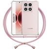 ANFAIRLACE Cover Cordino Compatibile con Xiaomi 17, Rose | Custodia Laccio Trasparente Silicone Morbido Regolabile Antiurto Rinforza Angoli Cuscino d'Aria Chiaro Case