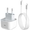 AIAUXAI 40W Caricatore USB C per iPhone 17 Pro Max, Caricabatterie Tipo C Rapido con Cavo USB C 1M, Ricarica Rapida per iPhone 16 Pro 15 Plus iPad MacBook Air per Samsung S25 Ultra S24 S23 A56 A16 A17 Bianco