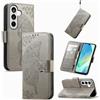 JIUNINE Cover a Libro in Pelle per Samsung Galaxy S26 FE, Grigio | Custodia Portafoglio Antiurto in Pelle Sintetica, Motivo Farfalle 3D, Portacarte, Supporto Regolabile, Chiusura Magnetica
