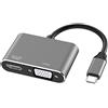 Eono Adattatore USB C HDMI VGA, 2 in 1 Tipo C Connettore in Alluminio 4K HDMI 1080P VGA UHD Multiporta Hub Compatibile con MacBook Pro/Air 2020, iPad Pro (Grigio)