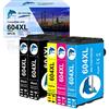 GoToners 604 cartucce XL compatibili con Epson 604 604XL cartucce per Expression Home XP-3200 XP-3205 XP-4200 XP-4205 XP-2200 XP-2205, Workforce WF-2910 WF-2930 WF-2935 WF-2950 (confezione da 5)