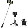 H.May Bastone Selfie Stick, 4 in 1 Mini Treppiede di Riempimento Estensibile con Telecomando Wireless Rimovibile Compatibile con 4.7-6.7 Pollici Smartphone Gopro Camera