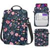 MoKo Borsa a Tracolla per Tablet 9-11 Pollici con Maniglia | Compatibile con iPad Pro 11 M5, iPad Air 11 M3, iPad 10 10,9, iPad 9/8/7 10,2 e Tab S8/S9 11, Indaco Floreale
