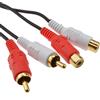 kenable Cavo di Estensione Audio RCA Phono Stereo 2 Spine a 2 Prese Placcato Oro 3m Nero