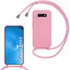 SLWYF Custodia per Samsung Galaxy S10E Cover con Cordino, Silicone Antiurto TPU Morbido Corda Collana Necklace Regolabile Stylish con Catena Ultra Sottile Cover Case, Rosa
