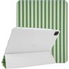 Lovmooful per iPad Pro 11 4-1 Gen Custodia Carino Strisce-Scuro Verde | Portapenne Carino,Striped Design,per Ragazze Donne,TPU morbido Tripla Piega Supporto Cover,Antiurto AntiGraffio Protezione