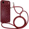 Coalbooliy Custodia con Cordino per iPhone 17 Air 6,5, Aesthetic Leopard Leopardata Modello Morbido Silicone Rosso Cover Laccio Collana Antiurto Bumper Protettivo Case Cellulare Ragazze, 04