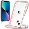 caslord Trasparente Cover con Cordino per iPhone 13 | 1,6 m Regolabile | Antiurto | Anti-ingiallimento | Anti-Graffio | Rosa