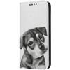 Mixroom - Custodia Cover Case a Libro per iPhone 11 con Stand in Ecopelle Chiusura Magnetica Portafoglio Parte Interna in TPU Morbida Fantasia Cucciolo Di Cane Bianco E Nero M596