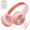 SIMOLIO Manyshare - Cuffie per bambine con cavo da 3,5 mm, con microfono | Condividi l'audio tra le cuffie, limitazione del volume a 3 livelli, microfono HD, design pieghevole e custodia per scuola