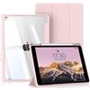 BQDIYOO Custodia per iPad 9e/8e/7a generazione 10.2 (2021/2020/2019), rosa | con porta penna,Parte posteriore rigida trasparente,Sveglia/sonno automatico,Supporto a 3 persiane