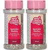 FunCakes Sprinkle Medley Silver, Argento: Decorazioni di Zucchero, Sapore Delizioso, Ottime per Decorare Torte, Cupcake e Biscotti, Sprinkle Mix. 65 g. (Confezione da 2)