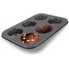 Gurlideo Teglia per cupcake, 6 tazze, forata, vassoio per il pane con rivestimento antiaderente, per hamburger, pane, panini, soffi, tortine