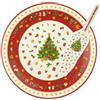 cecaro group - Piatto Porta Panettone in Ceramica con Paletta - Decoro Natalizio