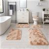 Heavyoff Set Tappeti Bagno 4 Pezzi, Tappeti Assorbente Antiscivolo, Soffice Tappetini Doccia, Lavabile in Lavatrice per doccia, vasche da bagno, Tie Dye Khaki