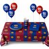 EuroFiestas Kit di compleanno FC Barcelona, 35 pezzi per 8 persone, decorazione per feste FC Barcelona, stoviglie per compleanno per bambini con tovaglia, palloncini, piatti, bicchieri e tovaglioli (kit blu 35)