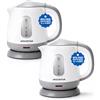 Aigostar Juliet - Bollitore acqua Elettrico Piccolo 1 Litro, 1100W, Filtro Anticalcare, Mini Bollitore da Viaggio, Spegnimento automatico,Senza filo con base girevole a 360°, Senza BPA, Bianco, 2 Pack